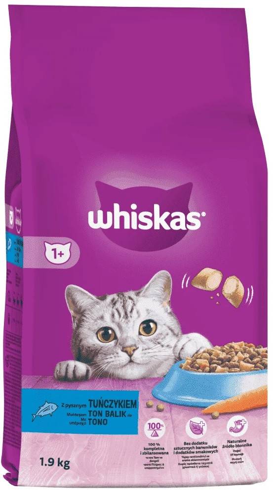WHISKAS ADULT ΞΗΡΑ ΤΡΟΦΗ ΓΑΤΑΣ 1.9kg ΜΕ ΤΟΝΟ