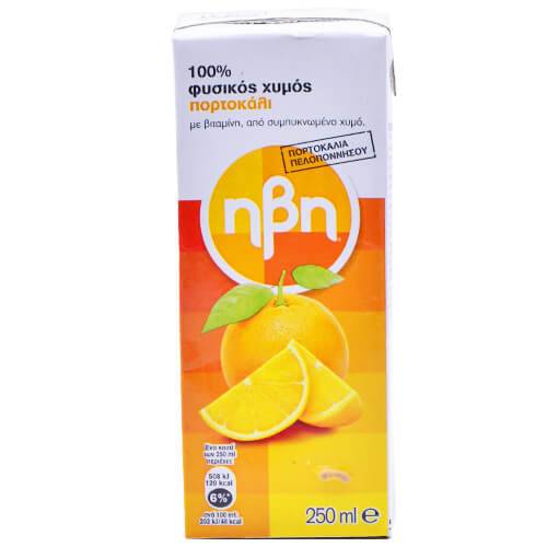ΗΒΗ χυμός 100% φυσικός πορτοκάλι 250ml