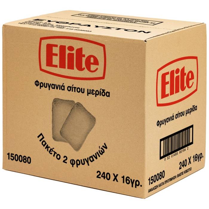 ELITE φρυγανιά σίτου με 2 φέτες σε ατομική συσκευασία 240x16gr