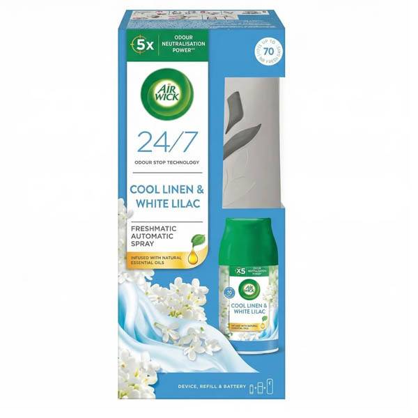 AIR WICK Freshmatic αυτόματη συσκευή διάχυσης αρώματος και ανταλλακτικό Cool Linen 250ml