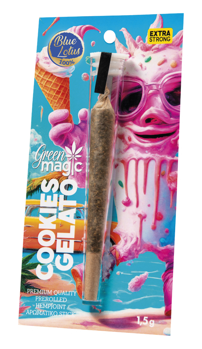 GREEN MAGIC προϊόν κάναβης έτοιμο τσιγάρο cookies gelato 100% CBD 1,5gr