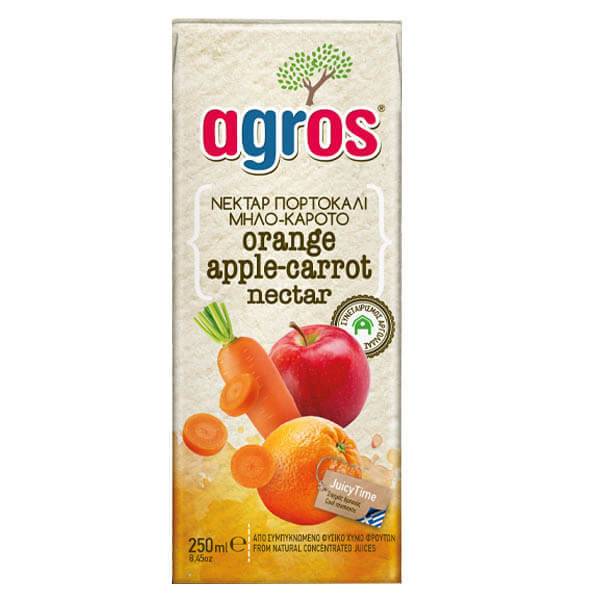 AGROS χυμός με πορτοκάλι, μήλο και καρότο 250ml