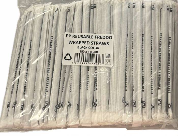 ΚΑΛΑΜΑΚΙΑ ΠΛΑΣΤΙΚΑ REUSABLE 500ΤΕΜ FREDDO ΜΑΥΡΑ ΣΕ ΘΗΚΗ