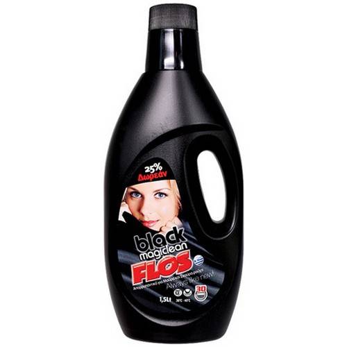 FLOS Black Magic Clean υγρό πλυντηρίου ρούχων για μαύρα ρούχα 1,5lt