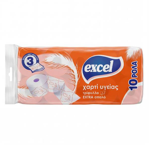 EXCEL ΧΑΡΤΙ ΥΓΕΙΑΣ 3φυλλο 73gr. - (10 ΡΟΛΑ) (DECO ΠΟΡΤΟΚΑΛΙ)