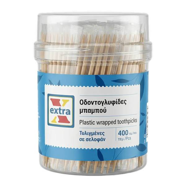 EXTRA ΟΔΟΝΤΟΓΛΥΦΙΔΕΣ BAMBOO ΣΥΣΚΕΥΑΣΜΕΝΕΣ (400τεμ.)