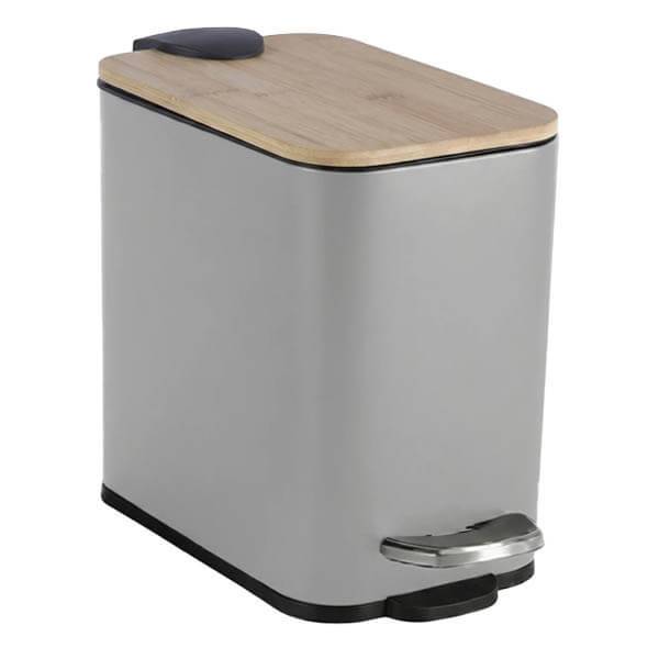 SLMPDB/GR ΜΕΤΑΛΛΙΚΟ ΠΕΝΤΑΛ ΜΕ BAMBOO ΚΑΠΑΚΙ 5L 25x14x28 ΓΚΡΙ (04-950-1367)