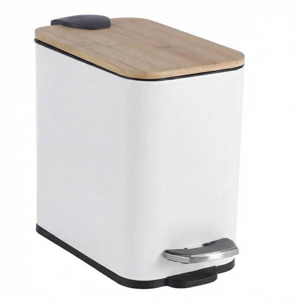 TNS ΜΕΤΑΛΛΙΚΟ ΠΕΝΤΑΛ ΜΕ BAMBOO ΚΑΠΑΚΙ 5L 25x14x28 ΑΣΠΡΟ (04-950-1368)