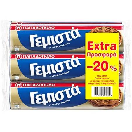 ΠΑΠΑΔΟΠΟΥΛΟΥ ΓΕΜΙΣΤΑ (6x200gr.) - (ΣΟΚΟΛΑΤΑ)