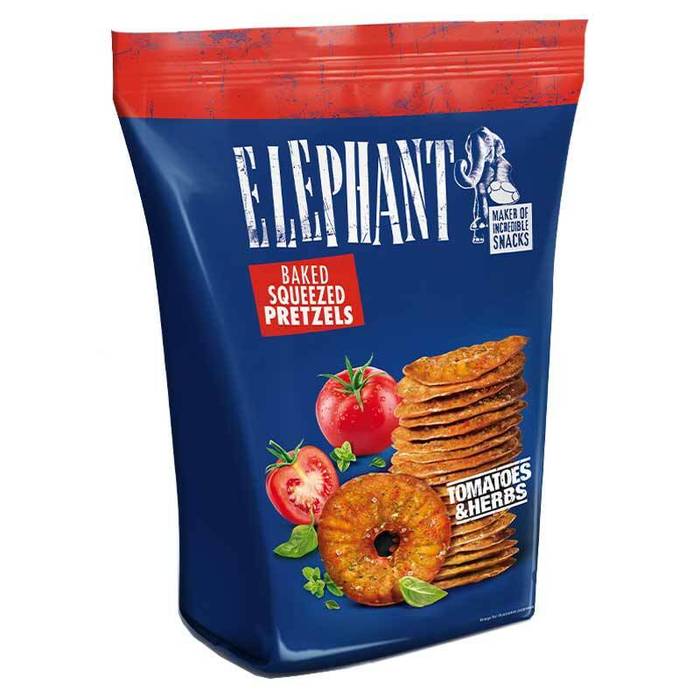 ELEPHANT BAKES SQUEEZED PRETZELS XXL TOMATOκαιHERBS 300GR