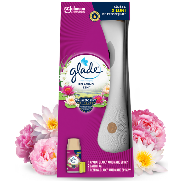GLADE συσκευή αυτόματου ψεκασμού relaxing zen με ανταλλακτικό αποσμητικό χώρου 269ml