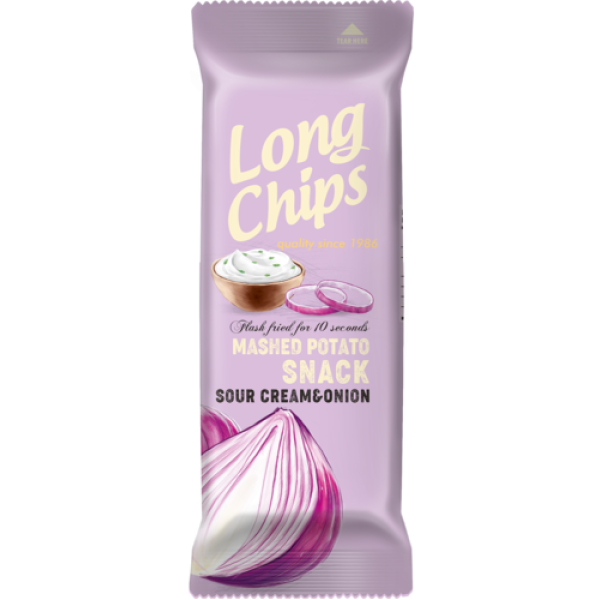 LONG CHIPS από πουρέ πατάτας με γεύση ξινή κρέμα και κρεμμύδι 75gr