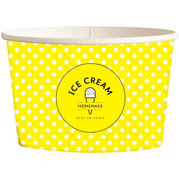 ΧΑΡΤΙΝΟ ΚΥΠΕΛΟ ΠΑΓΩΤΟΥ (8oz) - (DOT) (YELLOW) (50τεμ.)