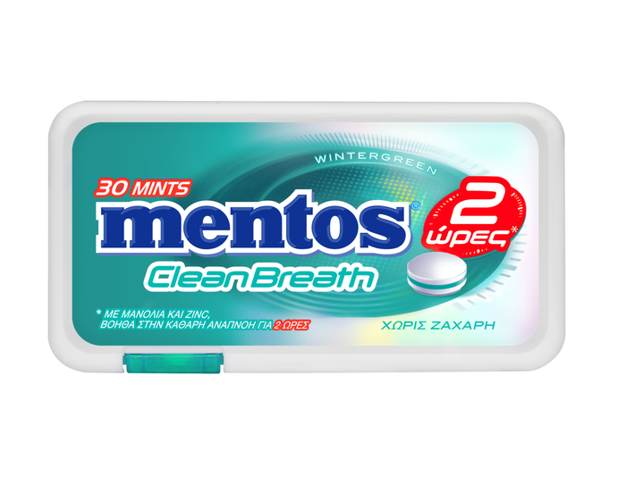 MENTOS παστίλιες clean breath wintergreen 21gr