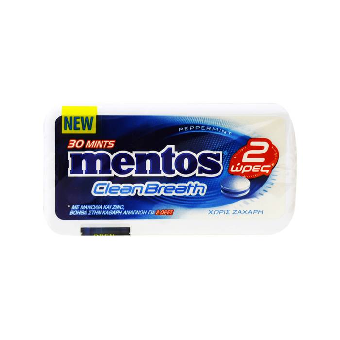 MENTOS παστίλιες clean breath peppermint 21gr