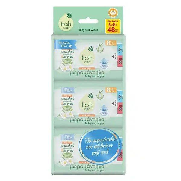FRESH CARE ΜΩΡΟΜΑΝΤΗΛΑ 6X48τεμ. - (TRAVEL PACK) (ΑΛΟΗ)