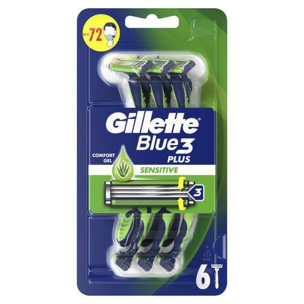GILLETTE ΞΥΡΑΦΑΚΙΑ BLUE 3 PLUS (6τεμ.) - (SENSITIVE)
