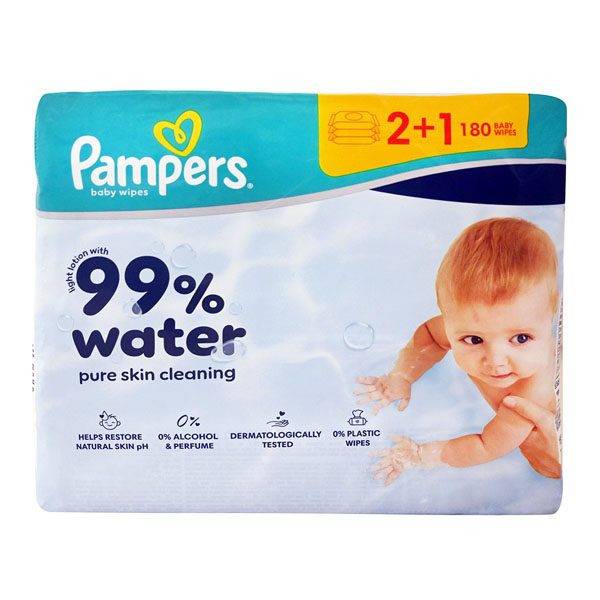 PAMPERS ΜΩΡΟΜΑΝΤΗΛΑ 3x60τεμ. - (99% WATER) (2+1)