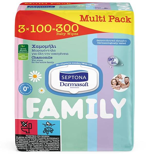 SEPTONA μωρομάντηλα Dermasoft Family 3x100τεμ