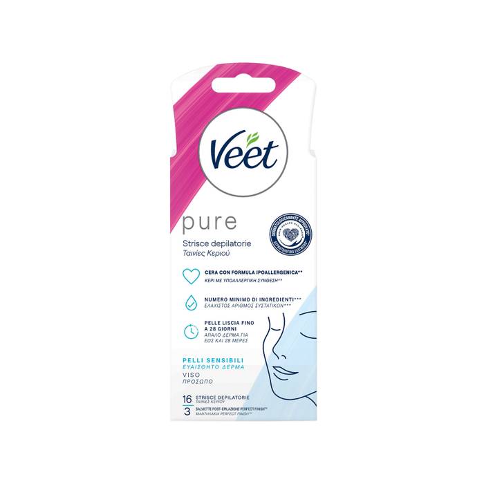 VEET ΤΑΙΝΙΕΣ ΚΕΡΙΟΥ PURE ΓΙΑ ΠΡΟΣΩΠΟ 16ΤΕΜ (ΕΥΑΙΣΘΗΤΟ ΔΕΡΜΑ)