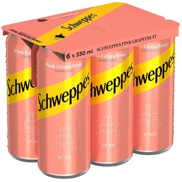 SCHWEPPES αναψυκτικό grapefruit pink 6x330ml