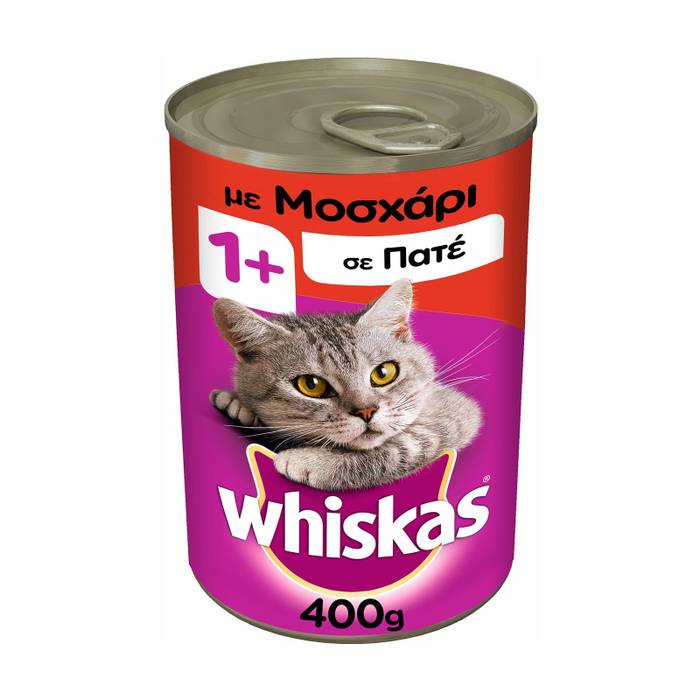 WHISKAS γατοτροφή υγρή με μοσχάρι 400gr