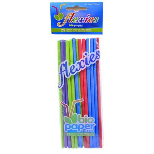 FLEXIES bio paper χάρτινα καλαμάκια σπαστά 22cm 25τεμ
