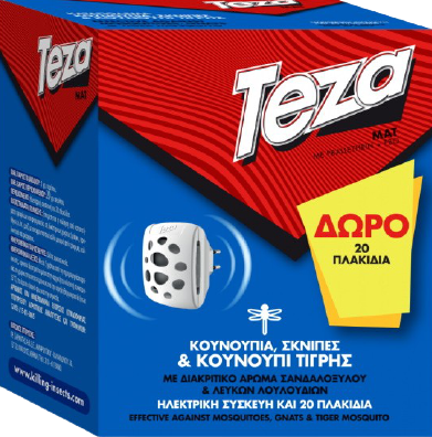 TEZA εντομοαπωθητική ηλεκτρική συσκευή με ανταλλακτικές ταμπλέτες 20τεμ