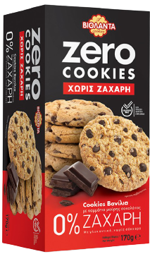ΒΙΟΛΑΝΤΑ μπισκότα zero cookies με βανίλια και κομμάτια μαύρης σοκολάτας χωρίς ζάχαρη 170gr