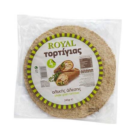 ROYAL τορτίγια ολικής άλεσης 25cm 4τεμ 245gr