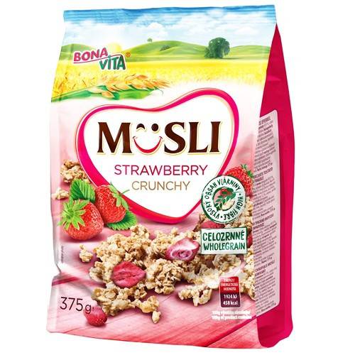 BONA VITA δημητριακά crunchy musli με φράουλα 375gr