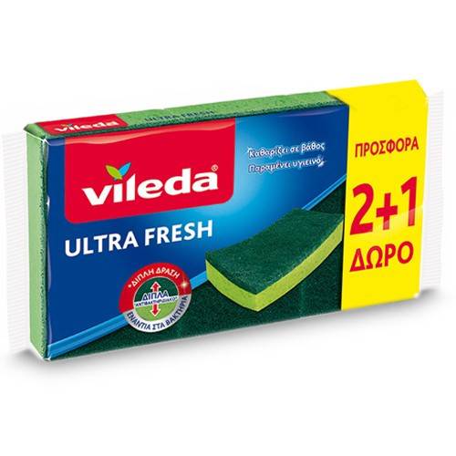 VILEDA σφουγγαράκι κουζίνας ultra fresh 3τεμ