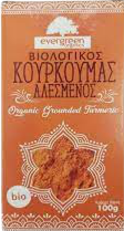 EVERGREEN ORGANICS βιολογικός κουρκουμάς αλεσμένος 100gr