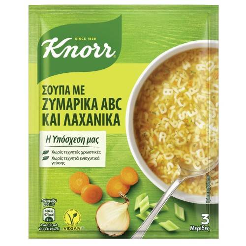 KNORR σούπα με ζυμαρικά ABC και λαχανικά 82gr