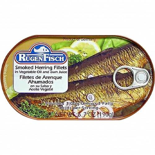 RUGEN FISCH καπνιστό φιλέτο ρέγγας σε σπορέλαιο 190gr