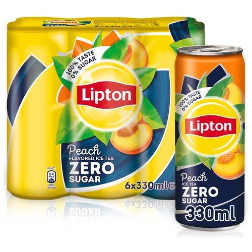 LIPTON κρύο τσάι μαύρο ροδάκινο χωρίς ζάχαρη 6x330ml